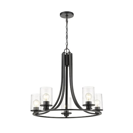 Z-Lite Beckett 5 Light Chandelier, Matte Black And Clear Seedy 492-5MB